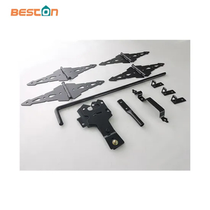 OEM-комплект сверхмощных черных стальных ворот, петля, защелка и откидной стержень — по индивидуальному заказу для деревянных заборов