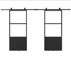 Двойная стеклянная дверь сарая с комплектом фурнитуры для верхнего монтажа высотой 12 футов с функцией плавного закрывания