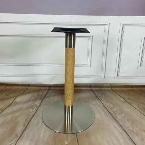 Кофейный твердый металлический обеденный стол, ресторан, круглая ножка стола из нержавеющей стали